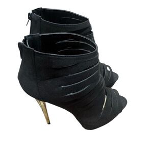 JUSTFAB Sheba woman's black caged cut out stiletto heels size 8.5